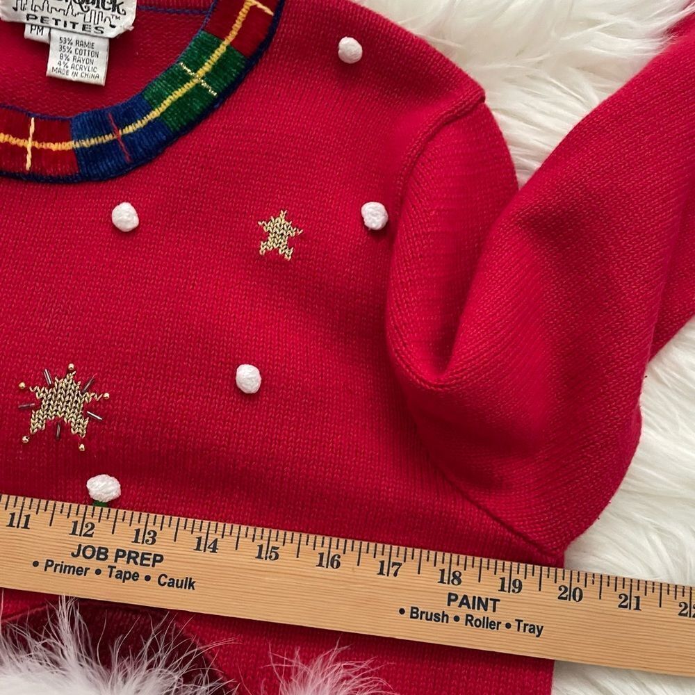 Jack B. Quick Red Christmas Sweater, Snowman  Beaded & Embroidered Size MP - Picture 5 of 6